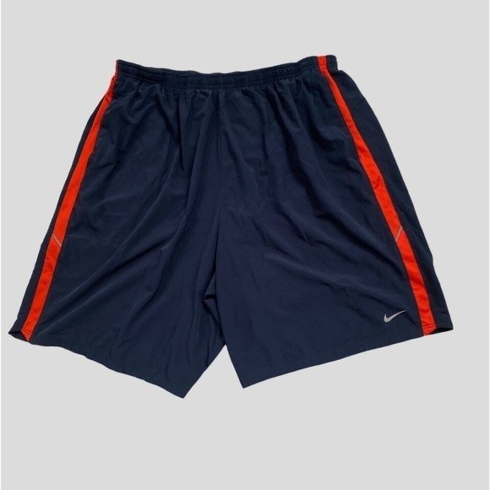 Men's Nike Dri-Fit Athletic Short 2 Pockets Navy W/ Orange Strip Size XXL NWOT